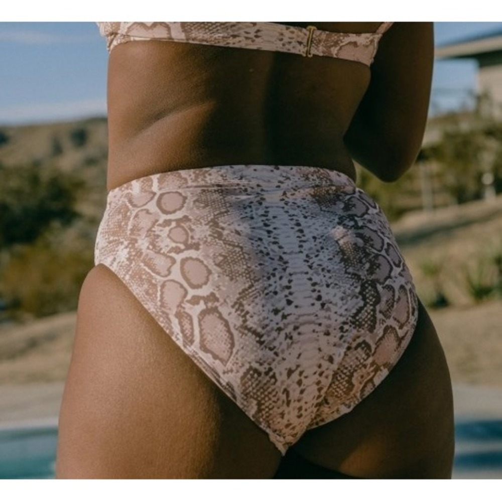 Kingdom & State Mauve Snakeskin High Waisted Bikini Bottoms XL Animal Print New